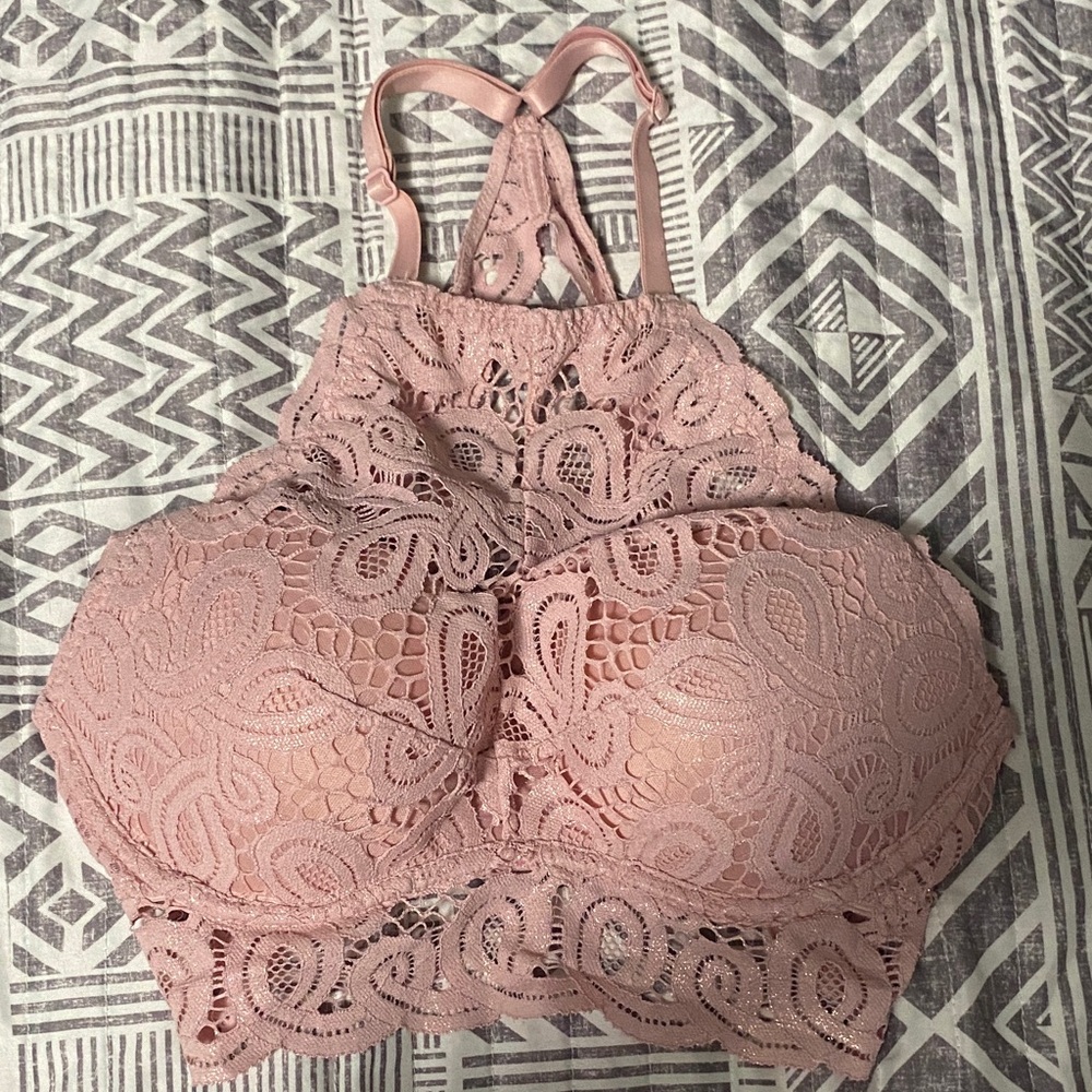Victoria's Secret Lace Halter Bralette - Blush Pink